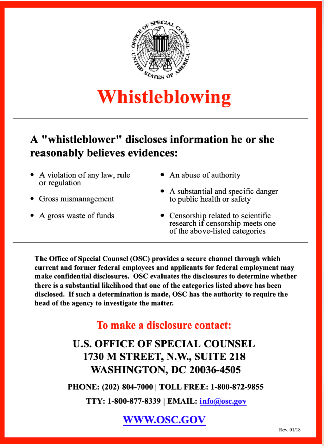 Whistleblowing Poster. Click below to view PDF