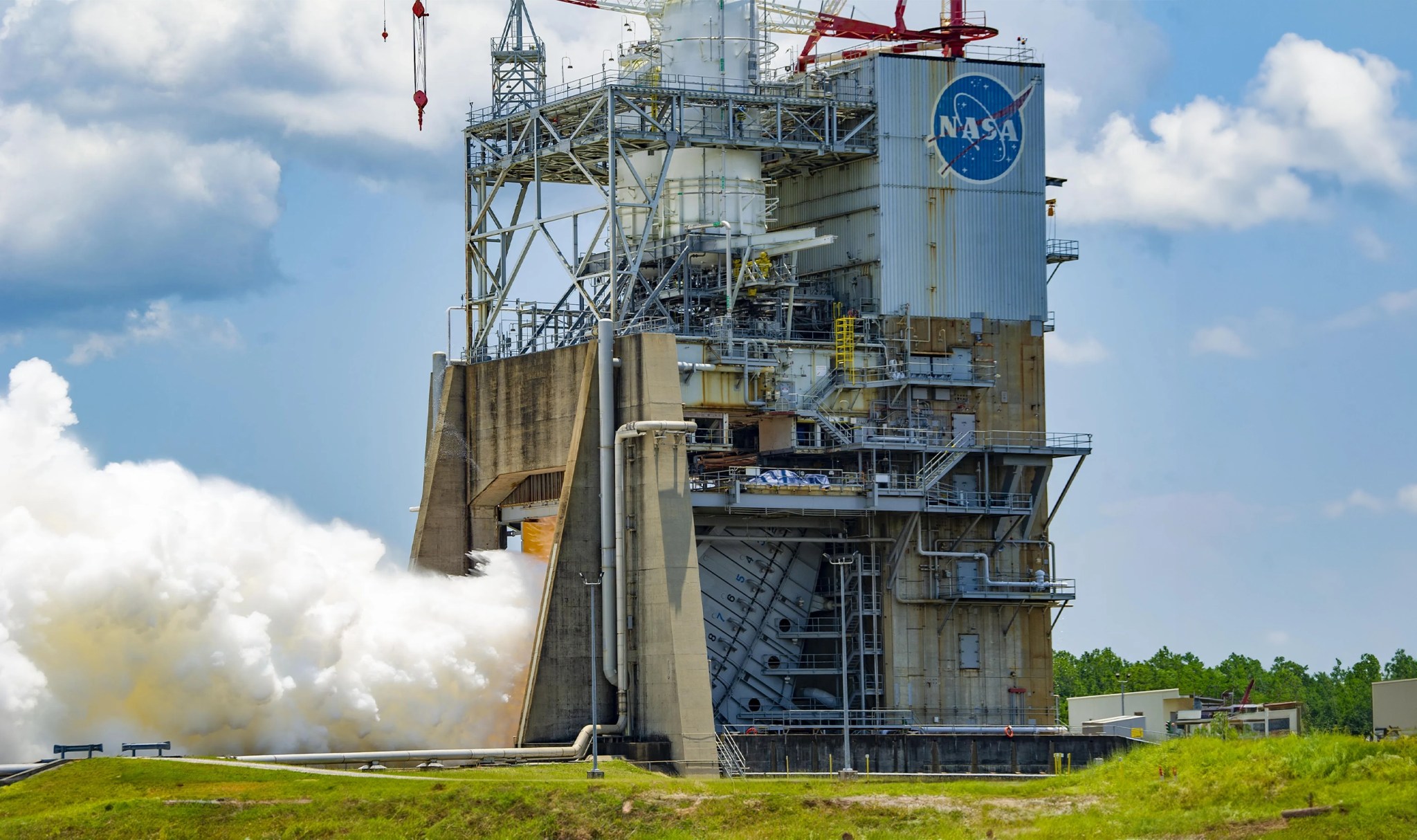 A hot-fire test on a test stand