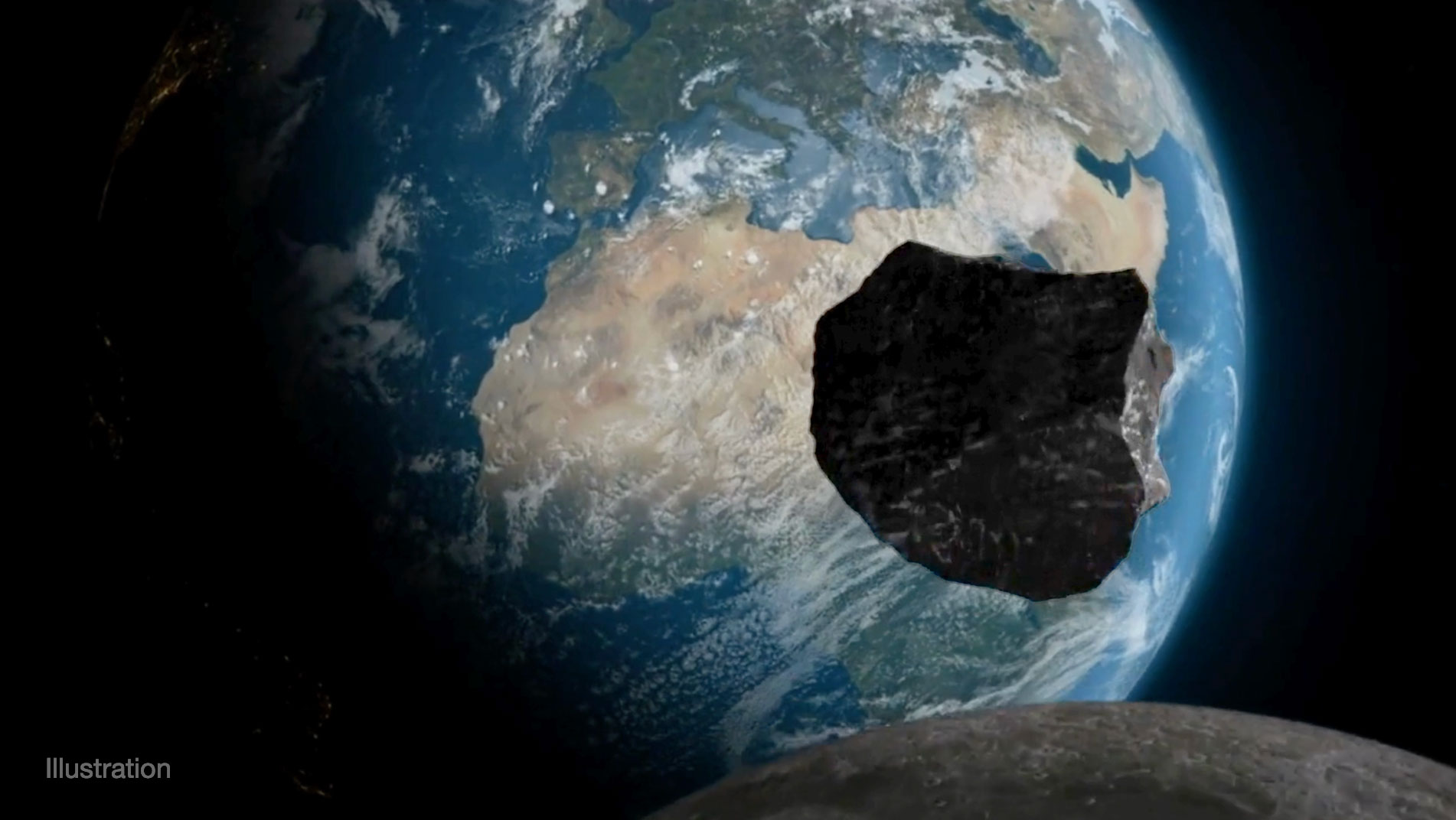 Illustration of a meteor moving toward Earth.