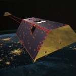 The GRACE-C spacecraft above Earth